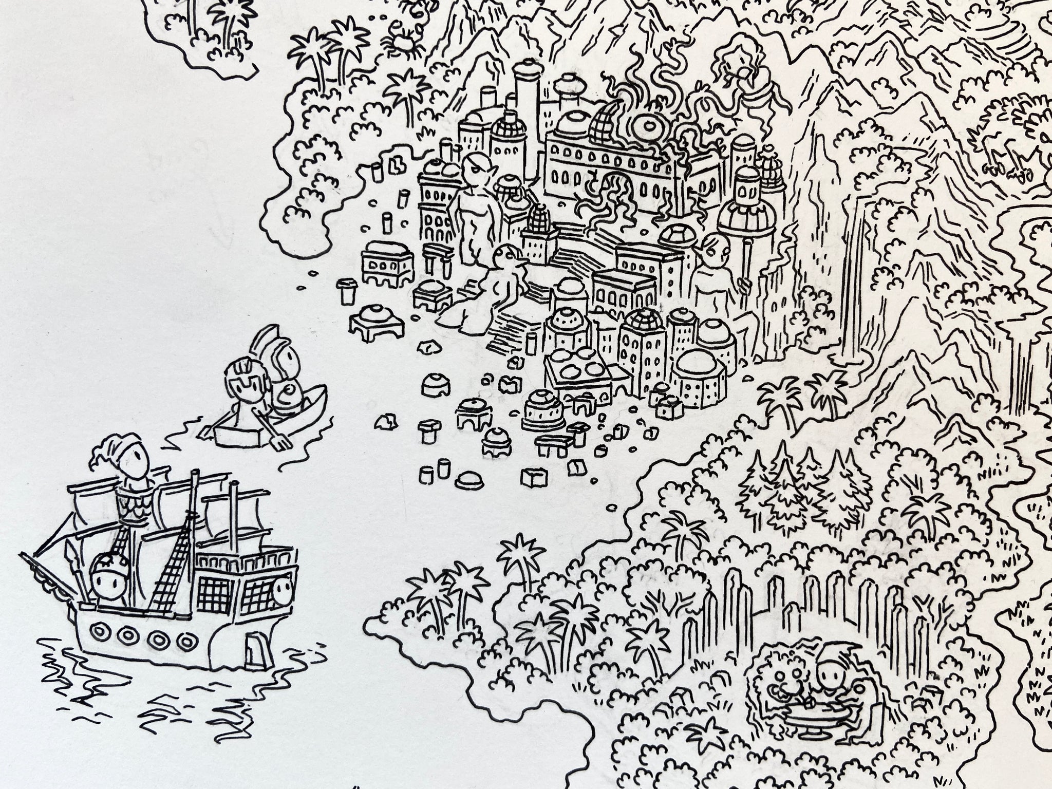 Hot Springs Island Map Original Art – Mock Man Press